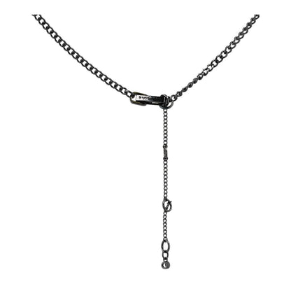 Costume Hematite-Tone Mixed Metal Glass Crystal Pendant Necklace W/ Crystal Logo