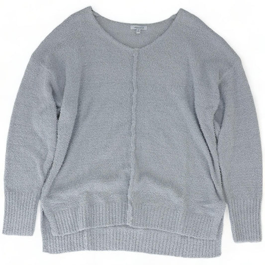Gray Solid V-Neck Sweater