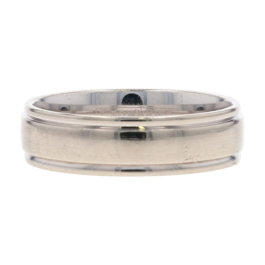 14K White Gold Beveled Edge Band