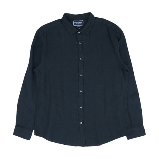 Black Solid Long Sleeve Button Down