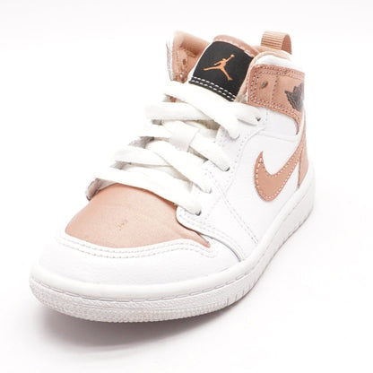 Jordan 1 Mid High-Top Sneakers in White Rose Gold