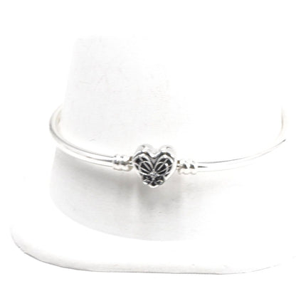 Sterling Silver Moments Heart And Butterfly Bangle Bracelet