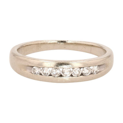 14K White Gold Channel Set Diamond Tapered Band