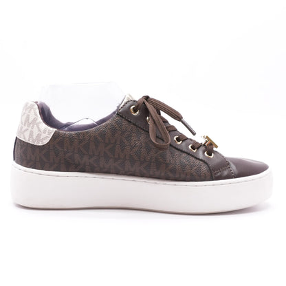 Poppy Color-Block Logo Brown Low Top Athletic Shoes