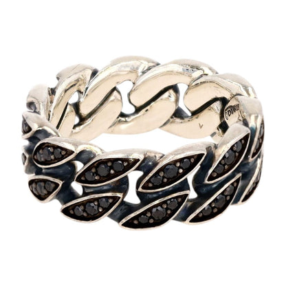 .50 Ct Sterling Silver Black Diamond Curb Chain Band