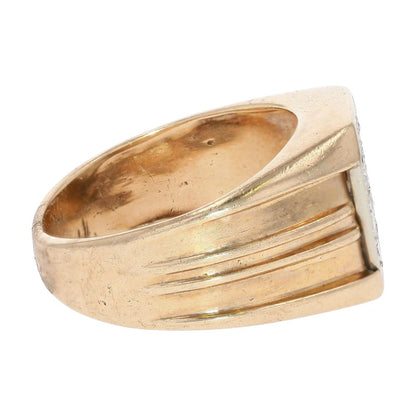 .75 Ct 14K Gold Square Top With Round Diamond Cluster Cocktail Ring