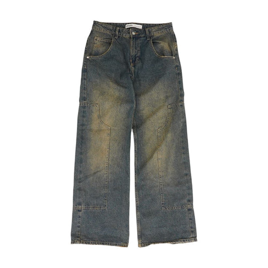 Blue High Rise Straight Leg Jeans