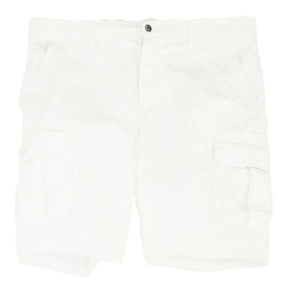 White Solid Cargo Shorts