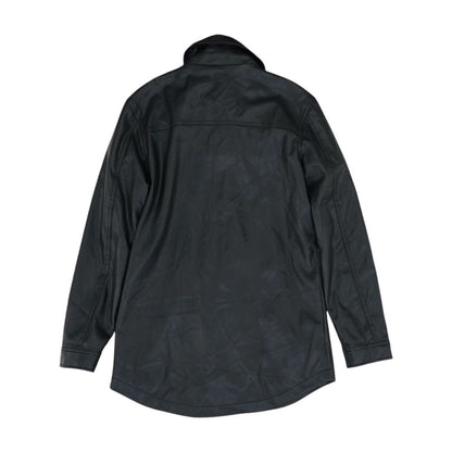 Black Solid Faux Leather Jacket