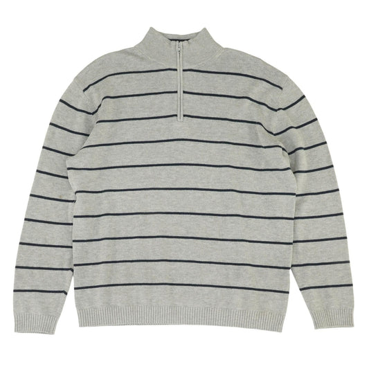 Gray Striped 1/4 Zip Sweater