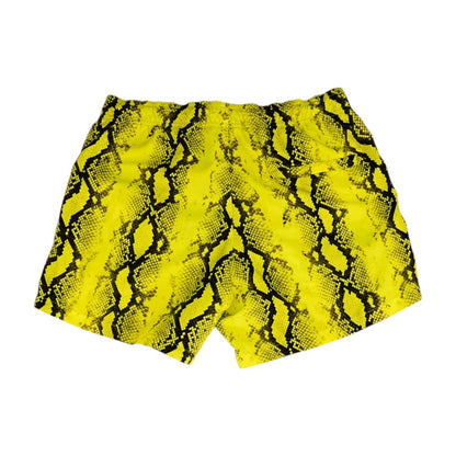 Fluorescent Yellow Snake Print Swim Shorts
