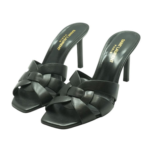 Black Tribute Leather Mules Stiletto Heels