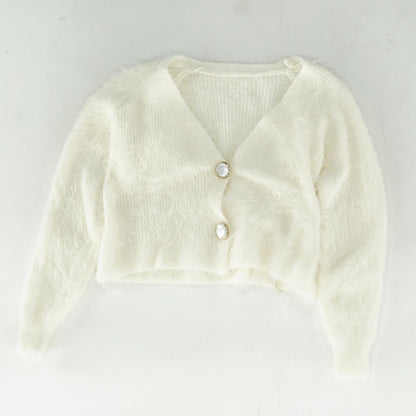 Ivory Solid Cardigan Sweater