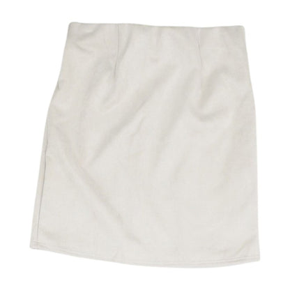 Beige Solid Mini Skirt