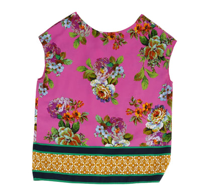 Pink Floral Sleeveless Blouse