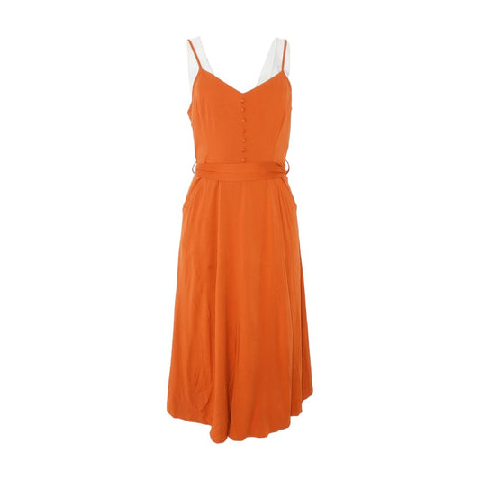 Orange Solid Midi Dress