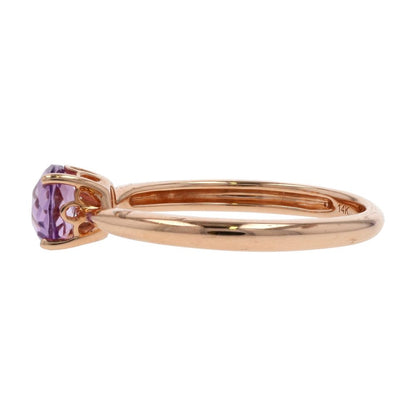 .75 Ct 14K Rose Gold Round Pixel Cut Amethyst Stackable Ring