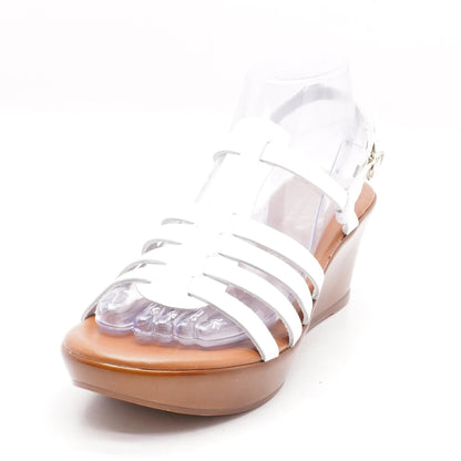 Roman White Wedged Sandals