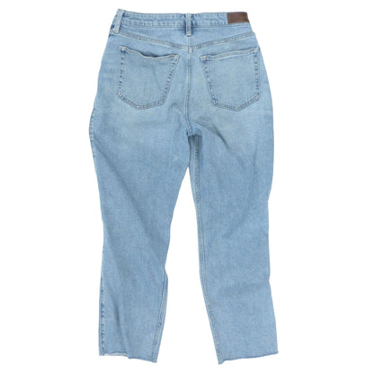 Blue Solid High Rise Straight Leg Jeans