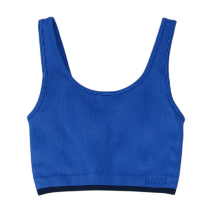 Blue Solid Sports Bra