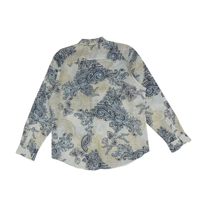 White Paisley Long Sleeve Button Down