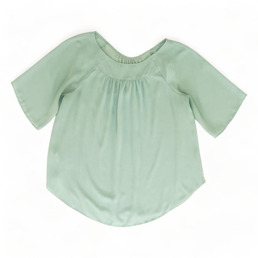 Green Solid Short Sleeve Blouse