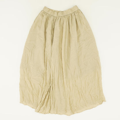 Beige Solid Midi Skirt