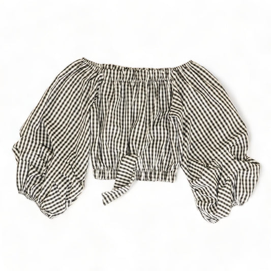 Black Check Long Sleeve Blouse