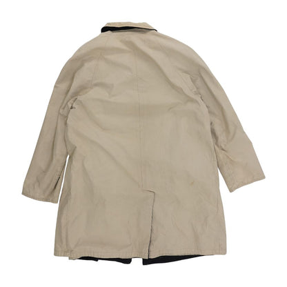 Beige-Navy Reversible Solid Topcoat Coat