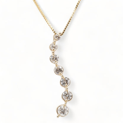 14K Gold Round Diamond Journey Pendant Necklace