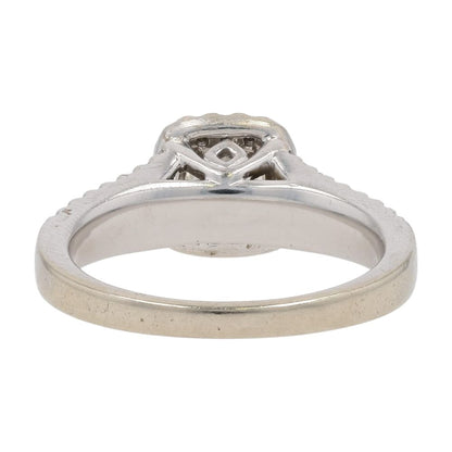 .51 Ct 14K White Gold Round Diamond In Square Halo Engagement Ring