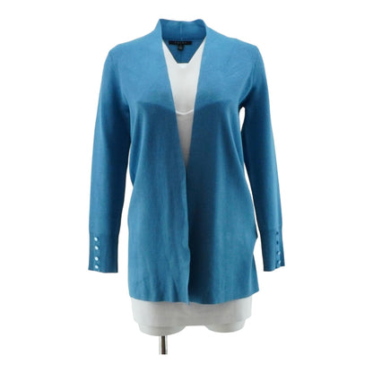 Blue Solid Cardigan Sweater