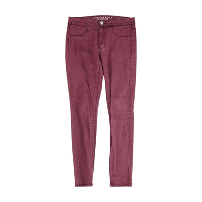 Burgundy Solid High Rise Skinny Leg Jeans