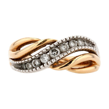 10K Gold Round Diamond Crossover Band