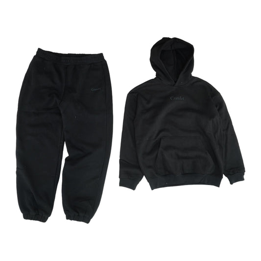 Black Solid Hoodie and Jogger Set