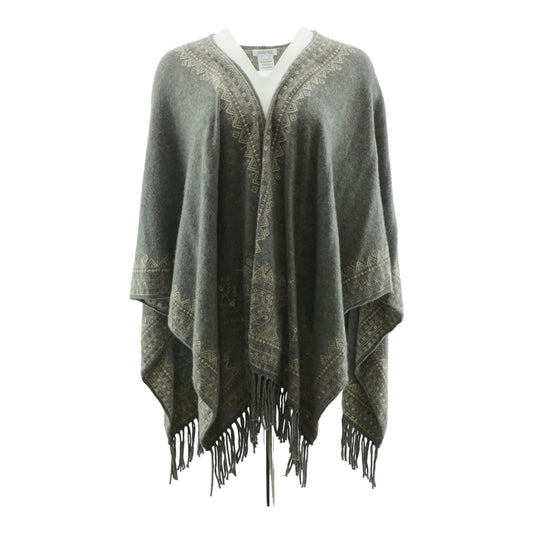 Gray Embroidered Detail Cape Sweater