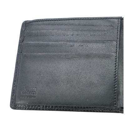 Black Lizard Skin Bifold Leather Wallet