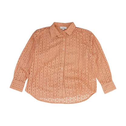Peach Eyelet Button Down