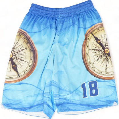 Blue Graphic Silver Houston Active Shorts