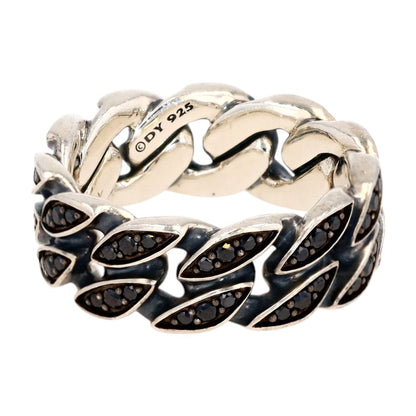 .50 Ct Sterling Silver Black Diamond Curb Chain Band