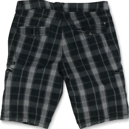 Gray Plaid Cargo Shorts