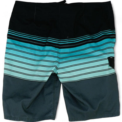 Gray Striped Swim Shorts