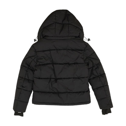 Black Solid Puffer Coat
