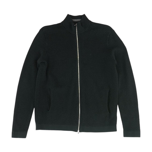 Black Solid Full Zip Sweater