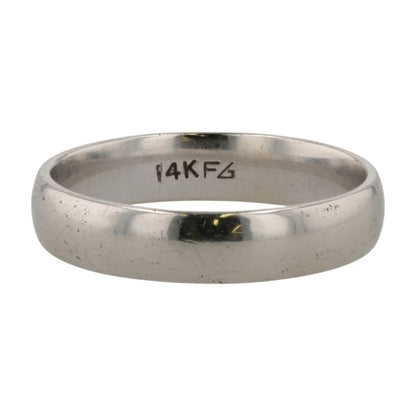 14K White Gold Plain Wedding Band