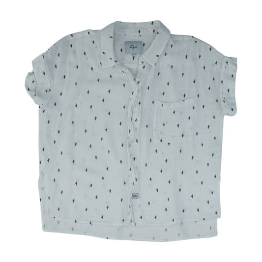 White Graphic Button Down