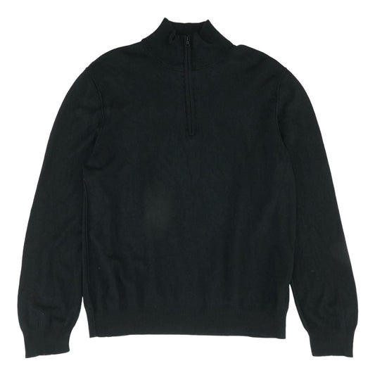 Black Solid 1/4 Zip Sweater