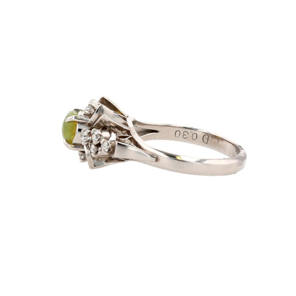 Platinum Chrysoberyl Catseye With Diamond Accents Ring