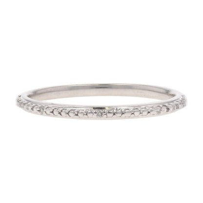 10K White Gold Round Single Cut Diamond Accented Band