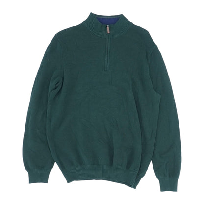 Green Solid 1/4 Zip Sweater